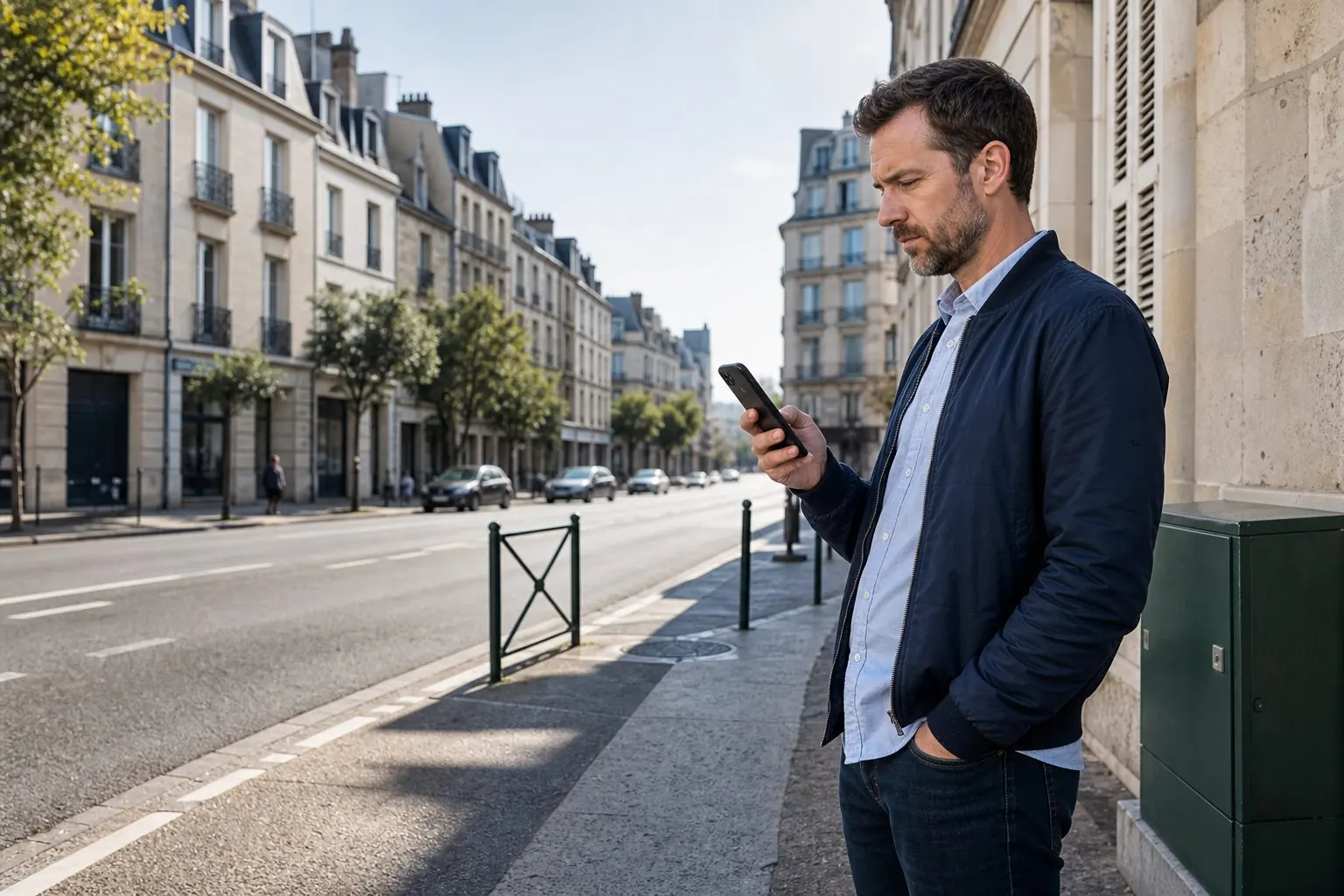 Personne utilisant un smartphone dans une rue