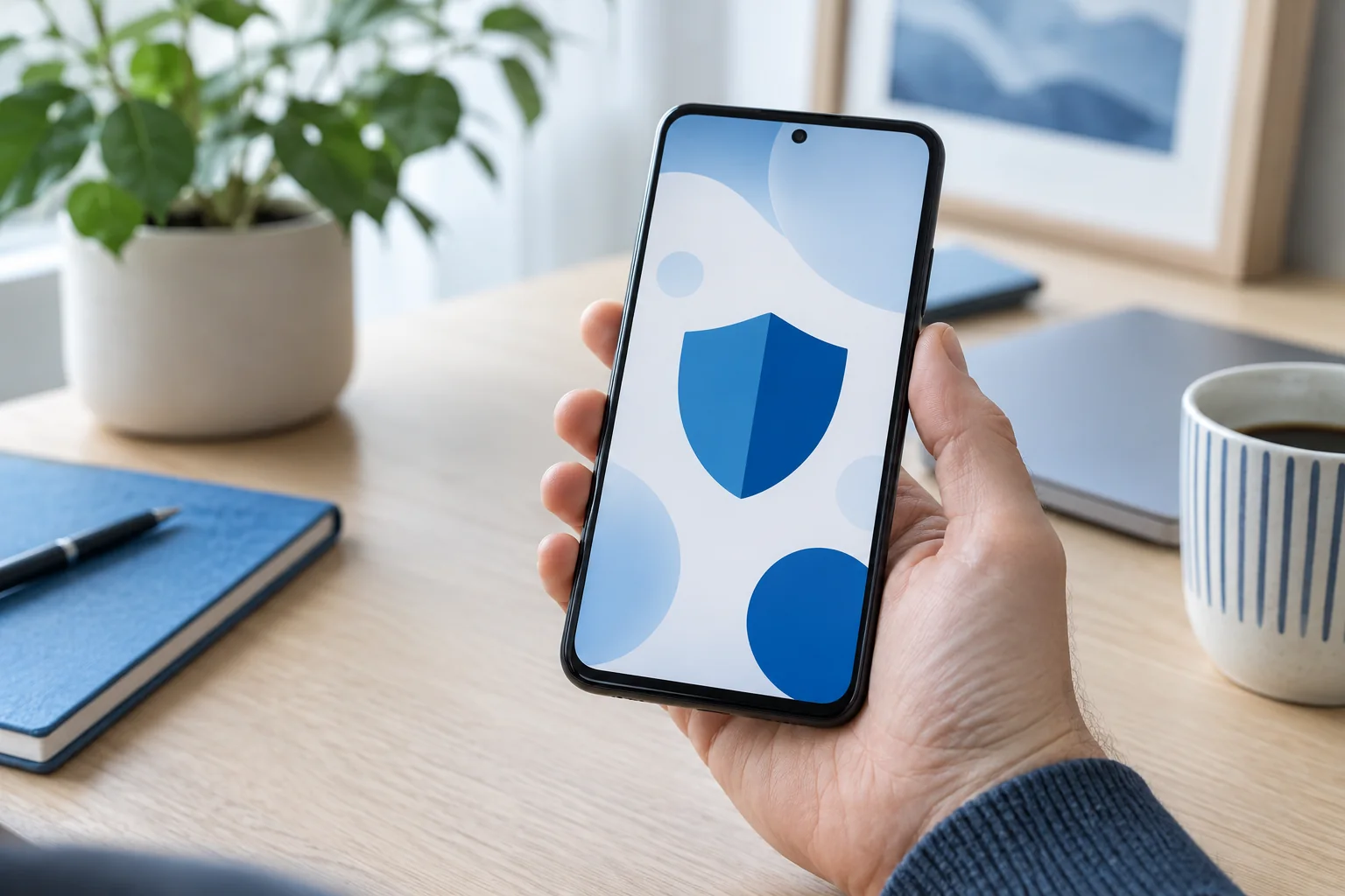 Smartphone affichant un symbole de confidentialité